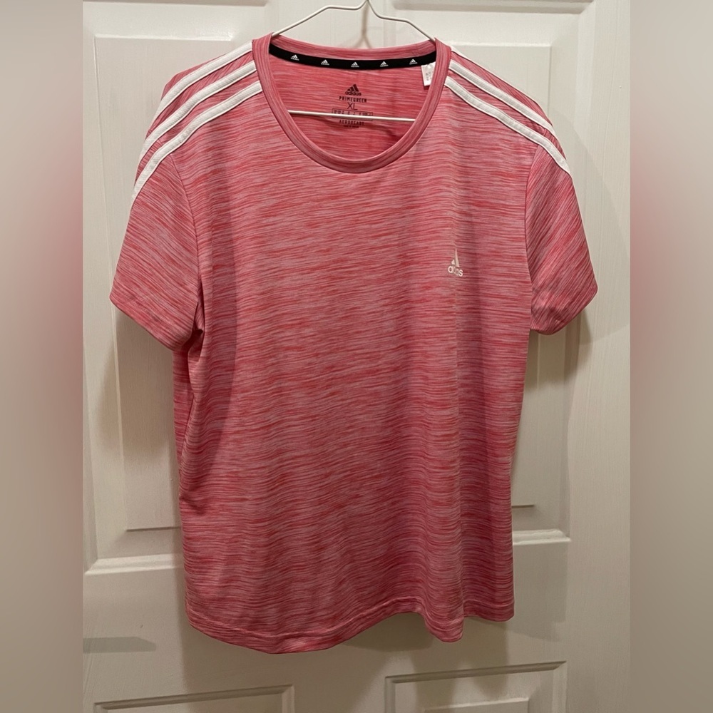 Adidas Pink Heathered Short Sleeve Tee